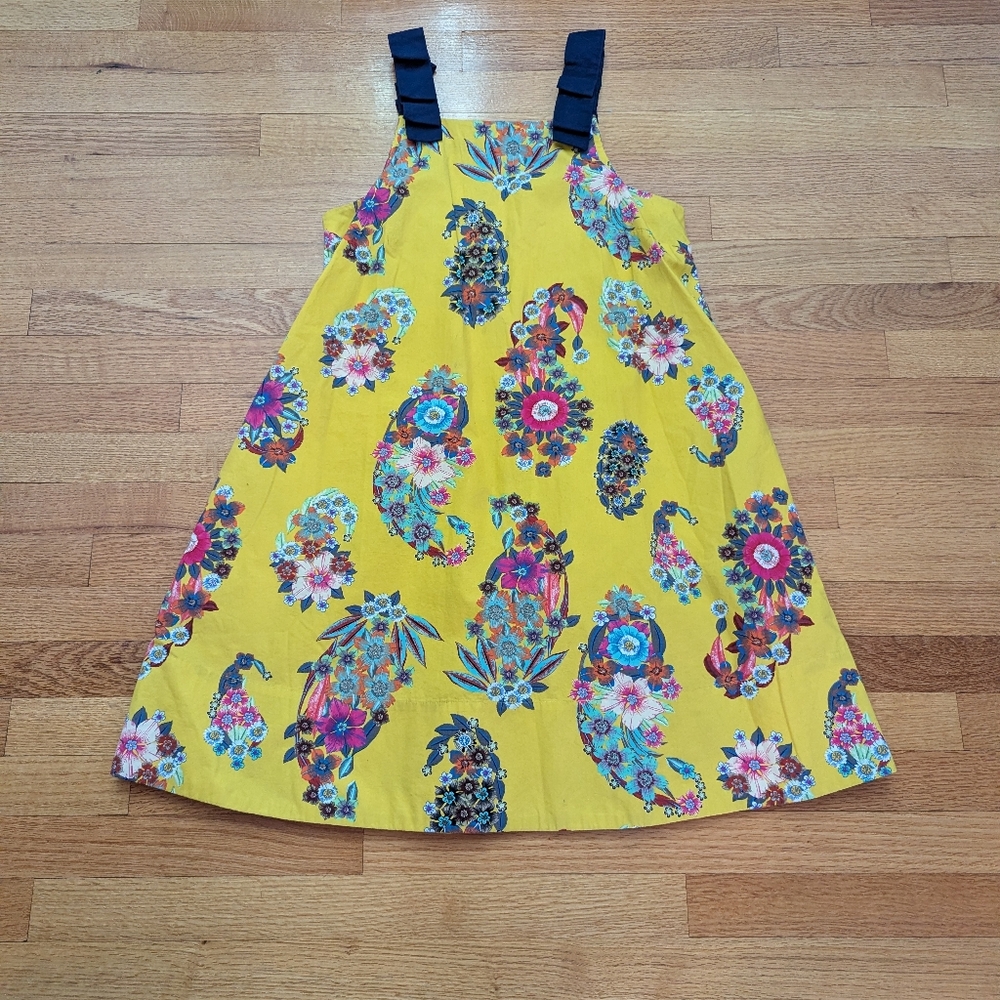 Anthropologie Maeve Sunniva Yellow Floral Ribbon Strap Dress Size XS Boho pocket - Picture 3 of 14